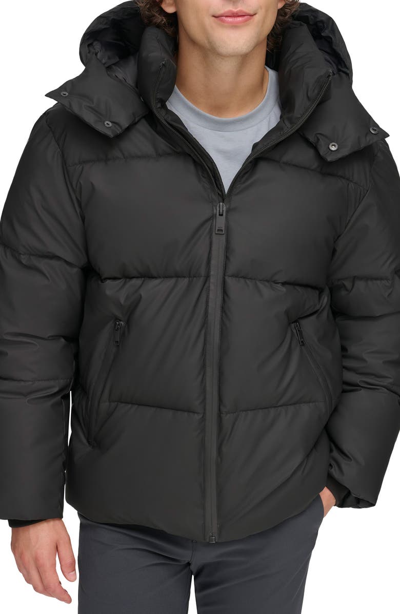 DKNY Rubberized Front Zip Puffer Jacket, Alternate, color,