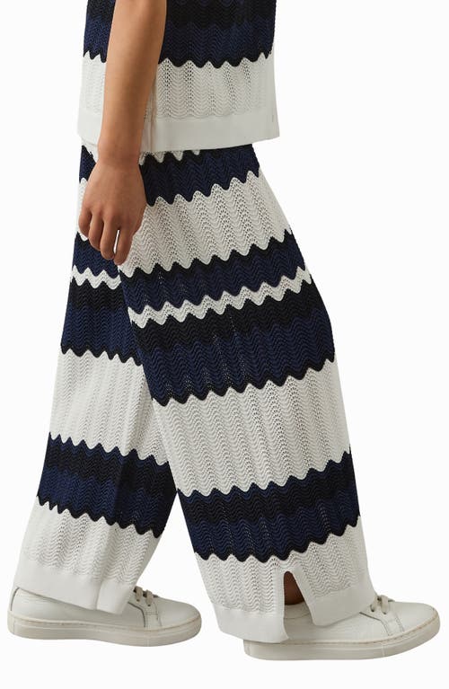 REISS REISS KIDS' ALBA STRIPE OPEN STITCH COTTON WIDE LEG PANTS