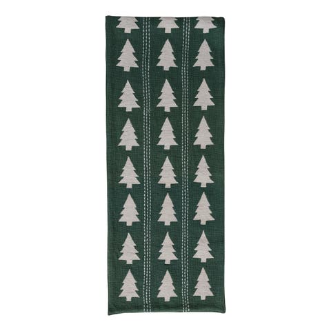 Slub Table Runner with Tree Pattern, Embroidery and Stitching