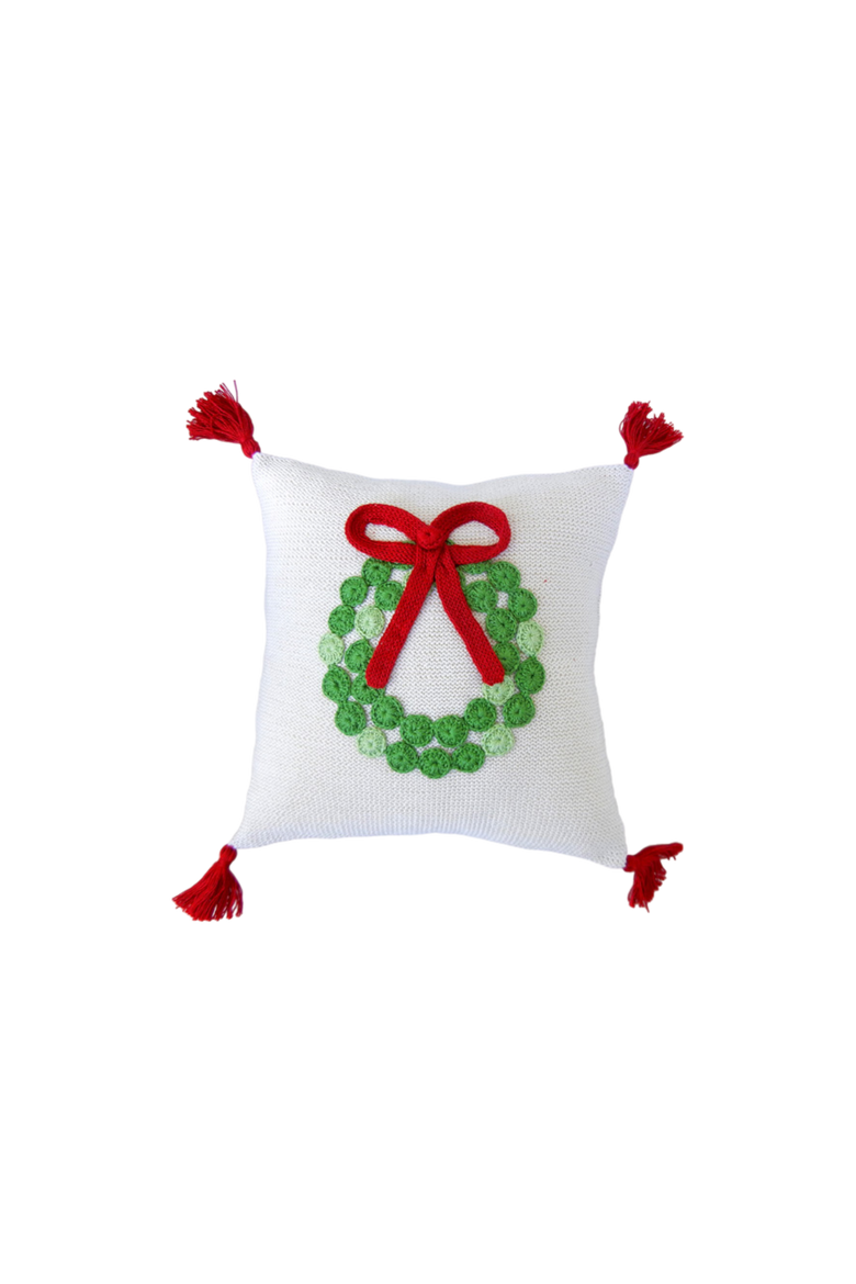 10" Wreath Pillow, Main, color, Ivory