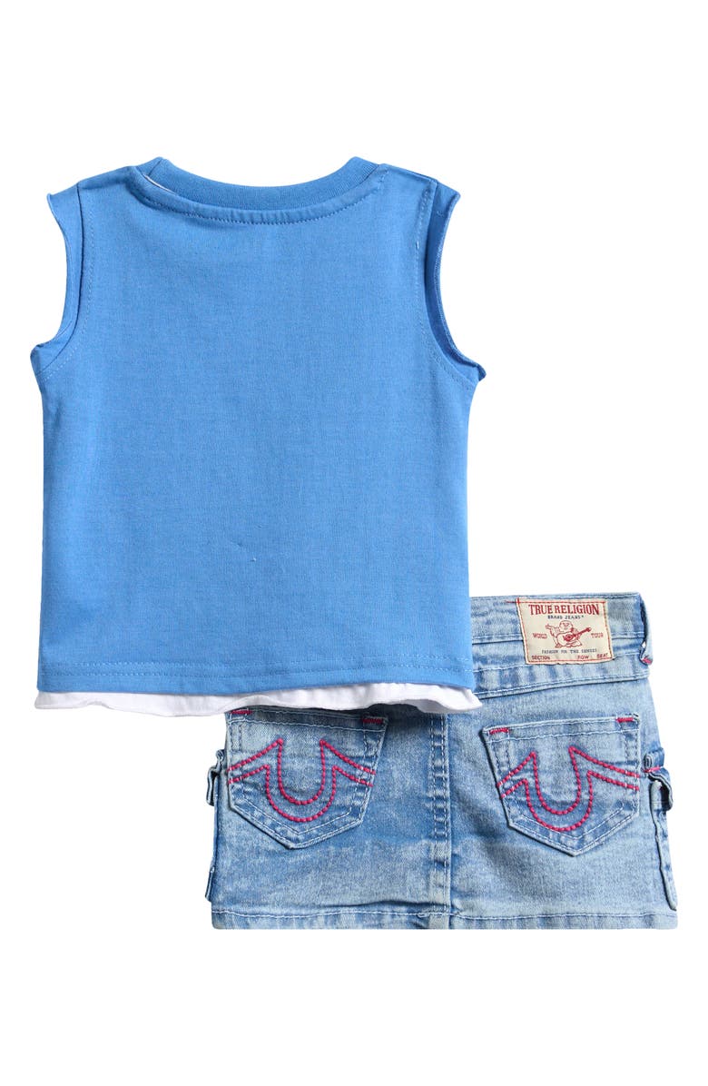 True Religion Tank Top & Denim Skirt Set, Alternate, color, Pacific Blue
