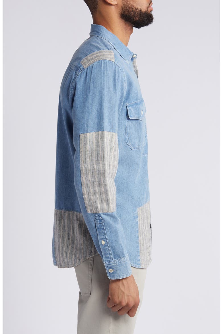 Larsen Patchwork Denim Button-Up Shirt, Alternate, color, MEDIUM INDIGO PATCHWORK