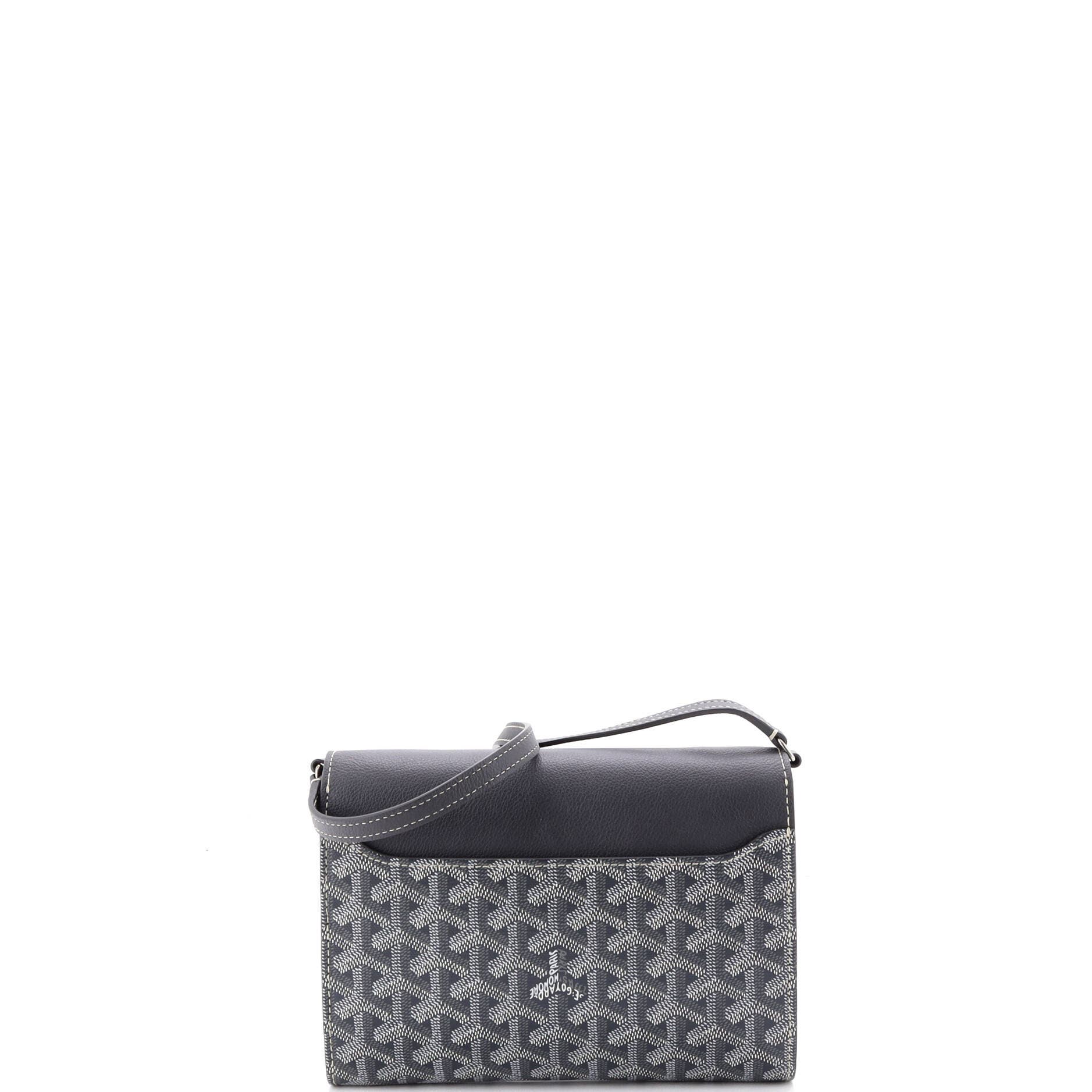 Pre-Owned Goyard Chypre Wallet on Strap Coated Canvas with Leather, Alternate, color, Gray