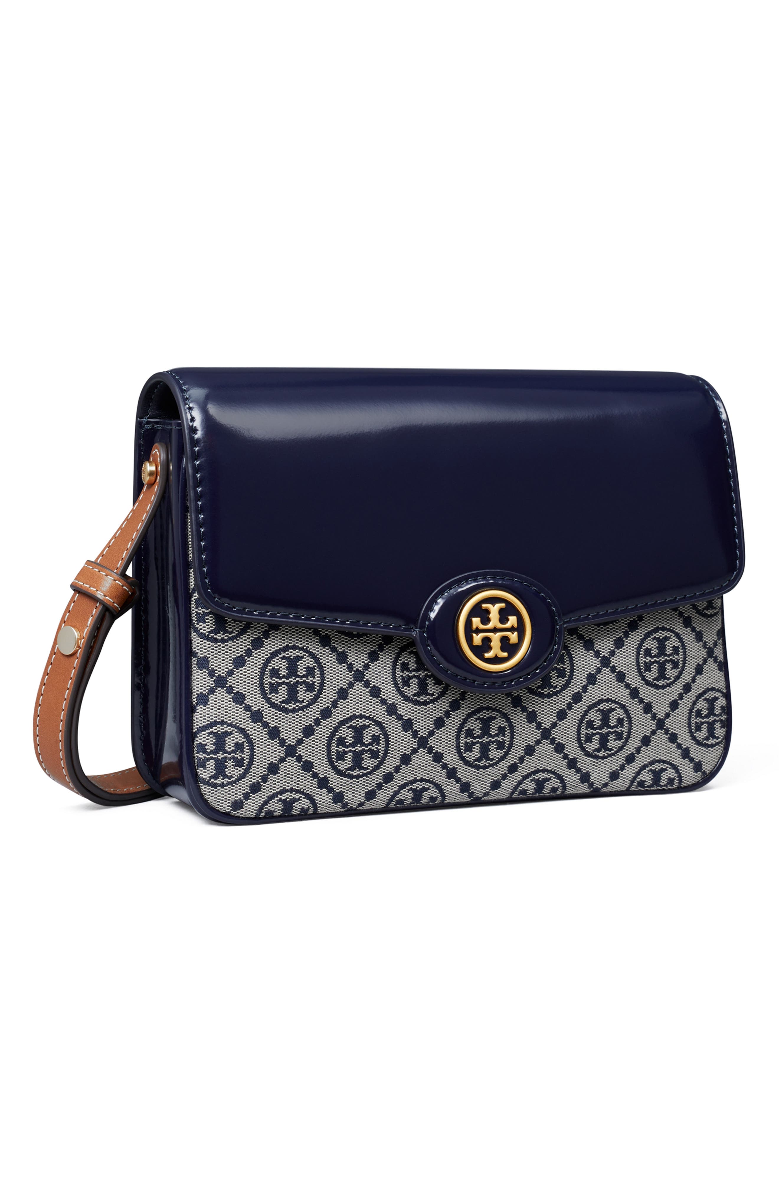 Tory Burch Robinson T Monogram Convertible Shoulder Bag, Alternate, color, Tory Navy