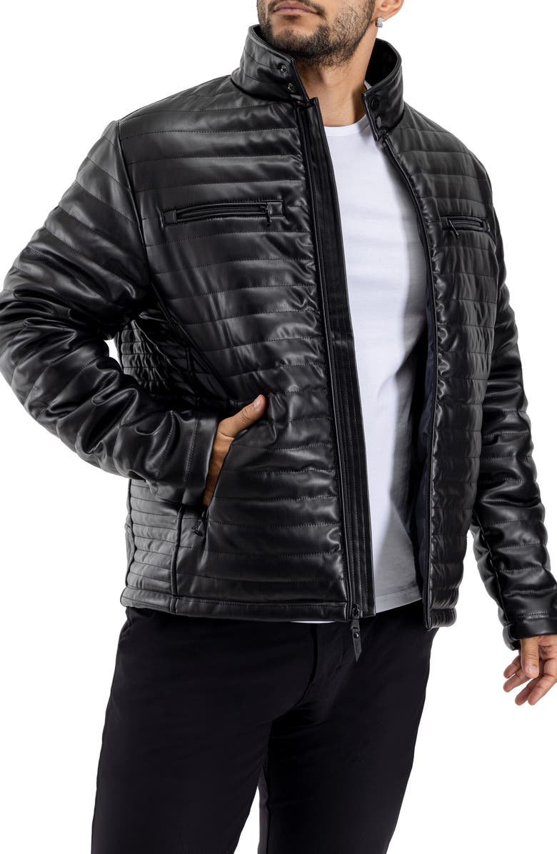 XRAY Faux Fur Lining Quilted Faux Leather Jacket, Alternate, color, 