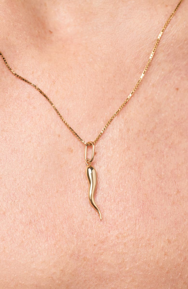 Ana Luisa Solid Yellow Gold - Italian Horn Charm Necklace, Alternate, color, 