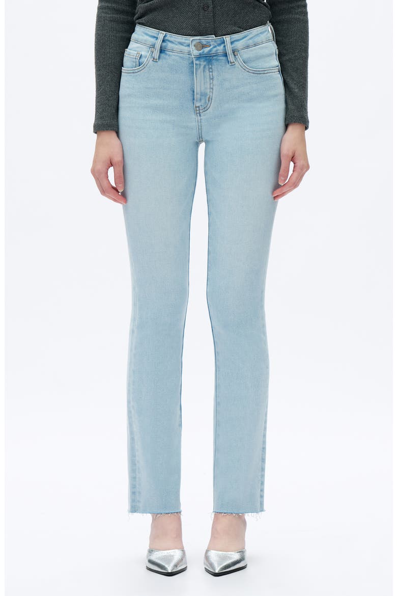 Raw Hem Slim Straight Leg Jeans, Main, color, LIGHT BLUE