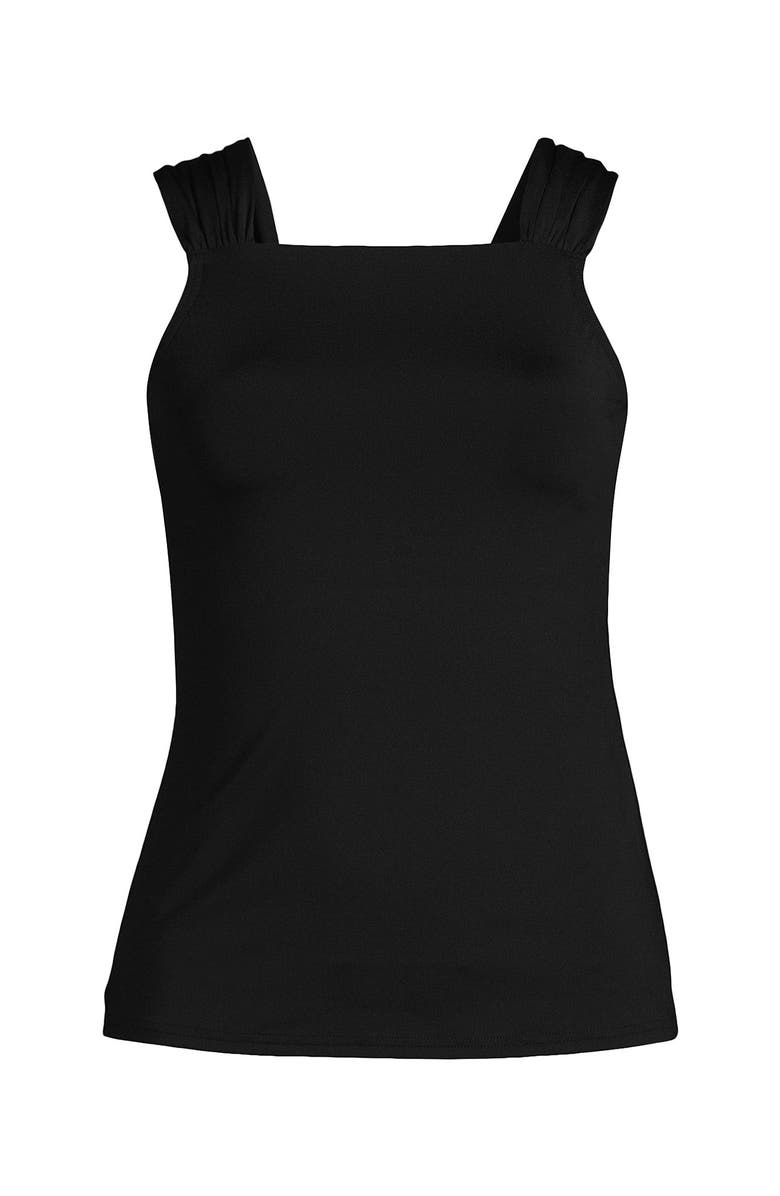 Lands' End Chlorine Resistant Cap Sleeve High Neck Tankini Swimsuit Top, Alternate, color, 