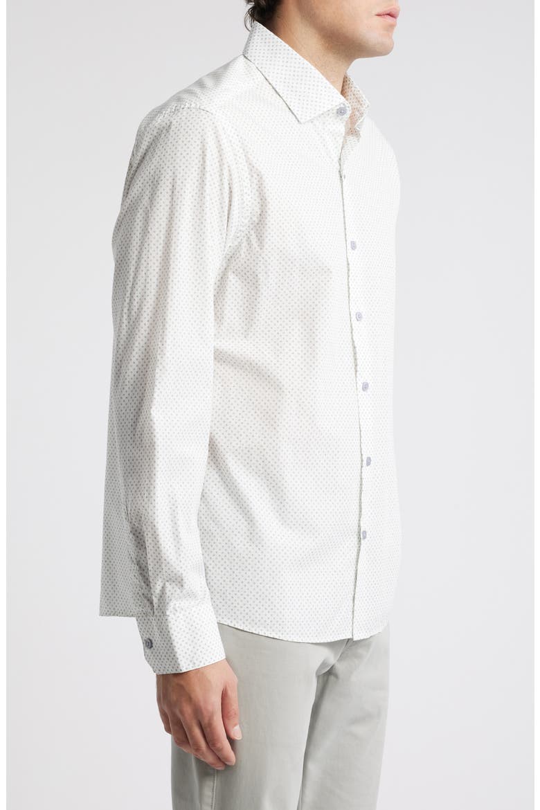 Evender Microdot Print Button-Up Shirt, Alternate, color, WHITE