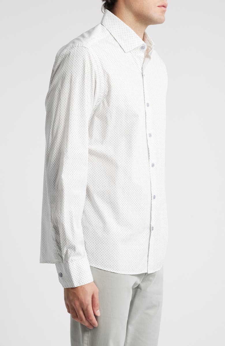 Robert Barakett Evender Microdot Print Button-Up Shirt, Alternate, color, White