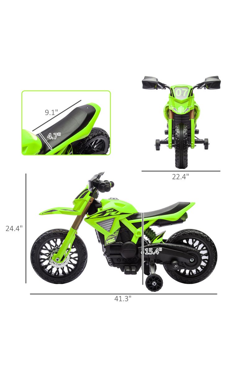Qaba 6V Kids Motorcycle with Training Wheels, Horn & Start Sound, Alternate, color, Green