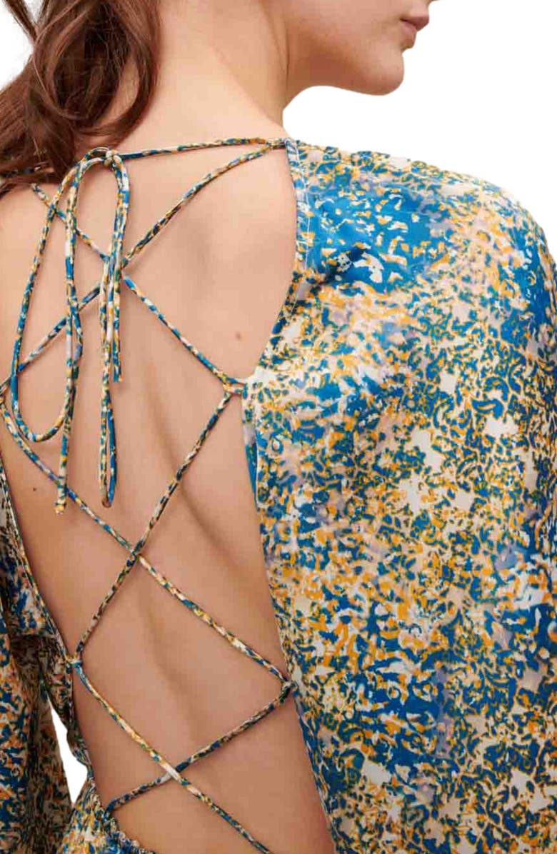 maje Ritache Floral Print Belted Dress, Alternate, color, 