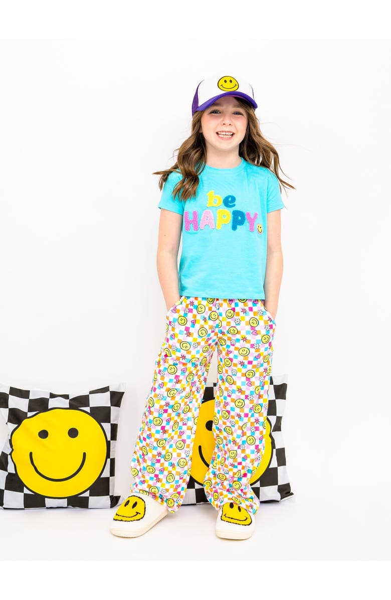 Preppy Goose Plush Retro Smiley loungewear pant, Alternate, color, Multicolor