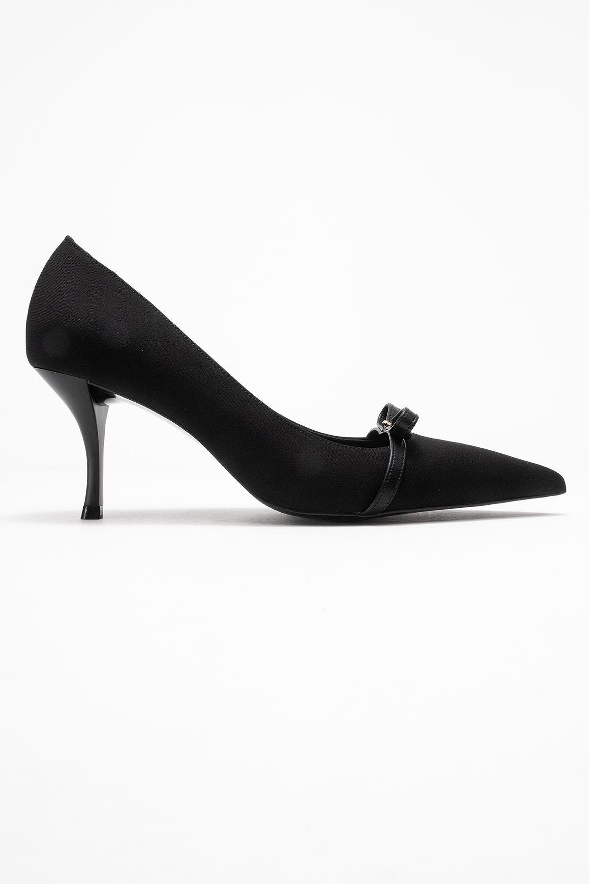 Prologue Shoes Annie Bow Pointed Toe Pump, Alternate, color, Black
