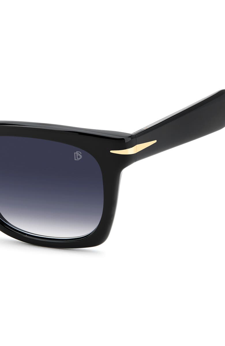 David Beckham Eyewear 53mm Rectangular Sunglasses, Alternate, color, Black/ Dark Blue Sf