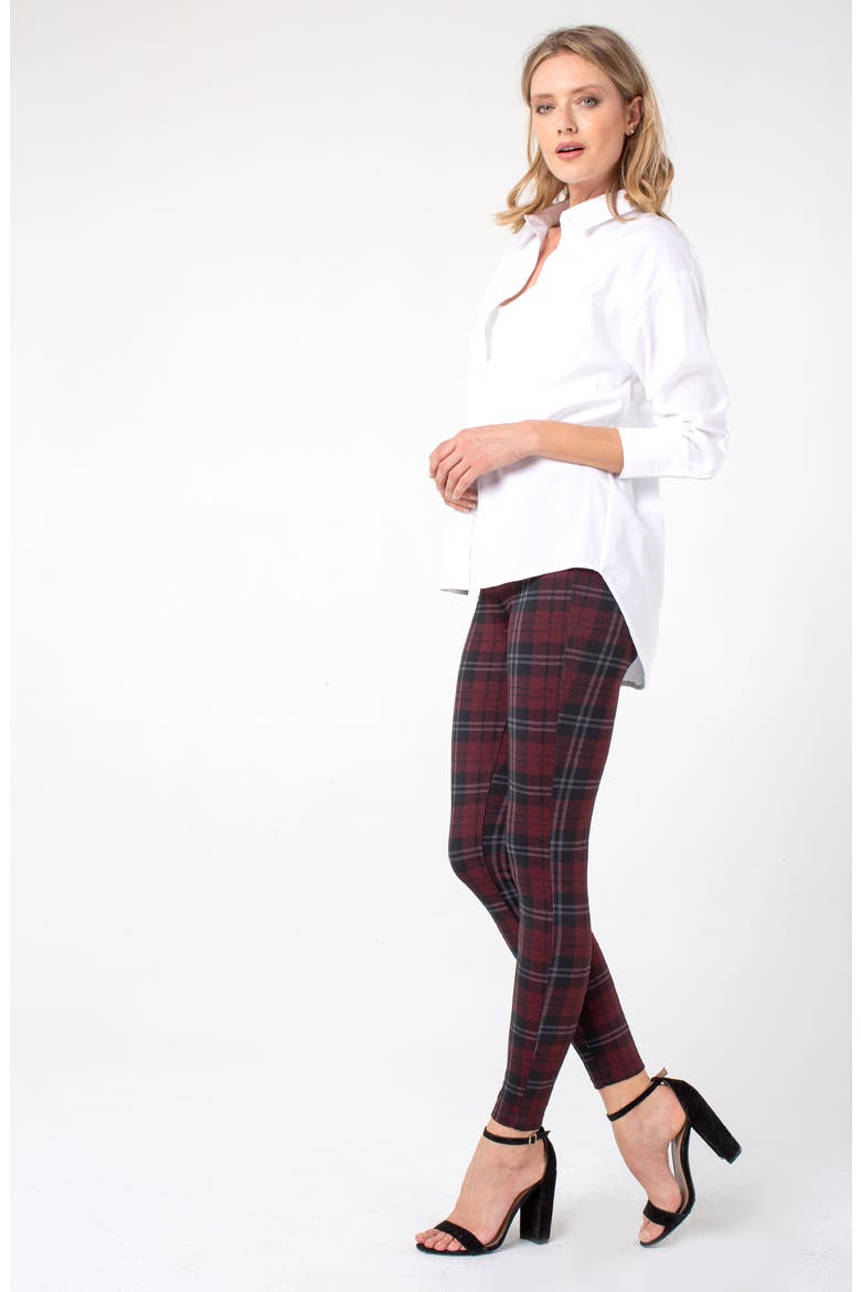 Madonna Plaid Ankle Skinny Pants, Alternate, color, RED/ BLK TARTAN