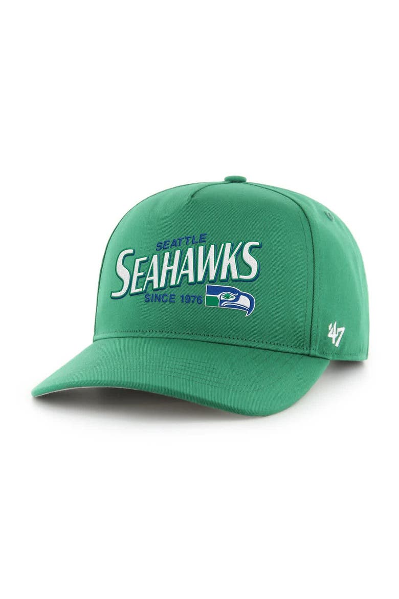 Men's '47  Green Seattle Seahawks Throwback Hitch Adjustable Hat, Main, color, Green