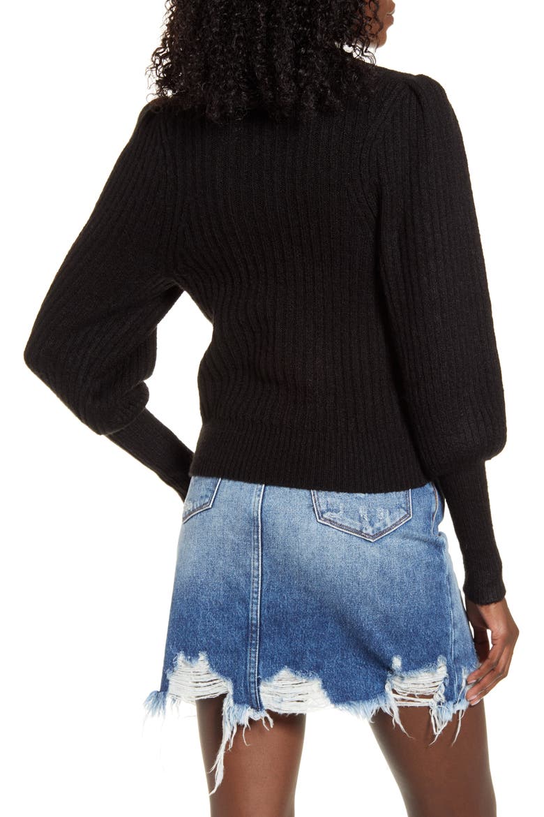 Juliet Sleeve Sweater, Alternate, color, BLACK