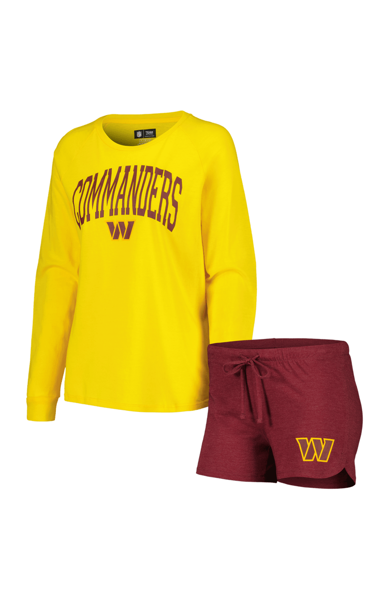 CONCEPTS SPORT Women's Concepts Sport Burgundy/Gold Washington Commanders Raglan Long Sleeve T-Shirt & Shorts Lounge Set, Main, color, 
