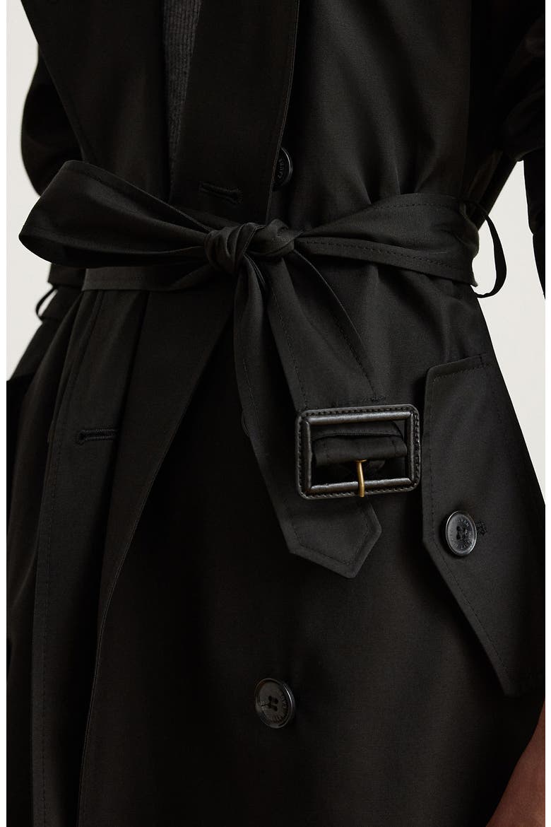 Double Breasted Belted Trench Coat, Alternate, color, BLACK