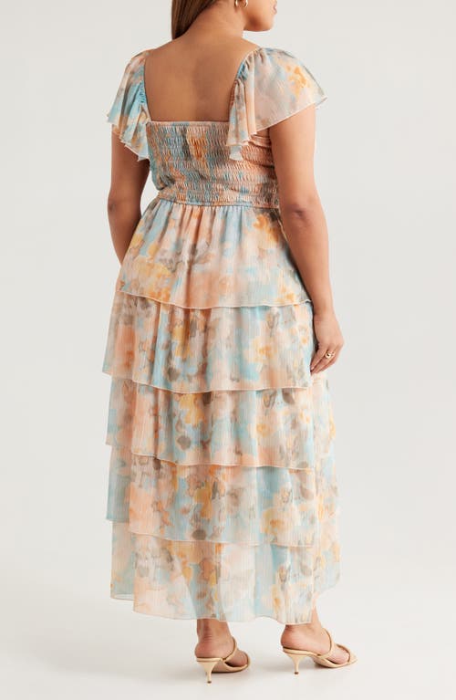 Socialite Smocked Bodice Metallic Tiered Maxi Dress