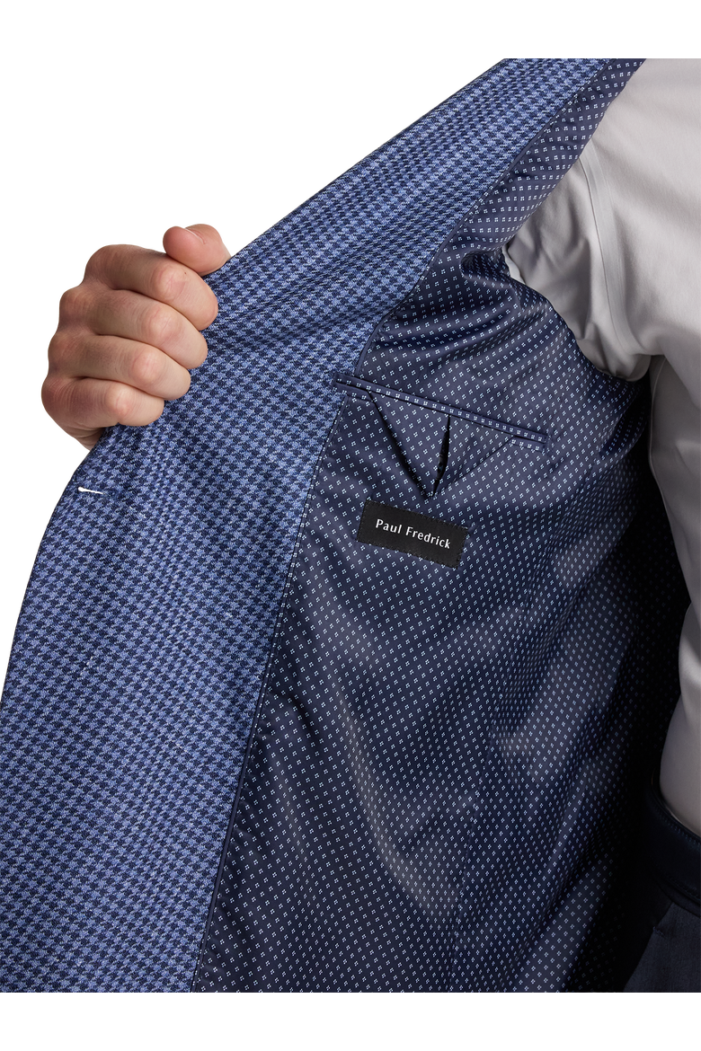 Wool Blend Houndstooth Double Breasted Peak Lapel Sport Coat, Alternate, color, Blue Houndstooth