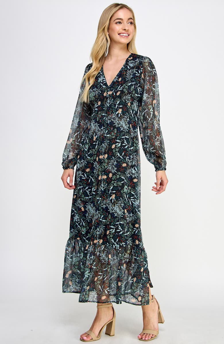 KOKO + MASON Long Sleeve Tiered Maxi Dress, Alternate, color, 