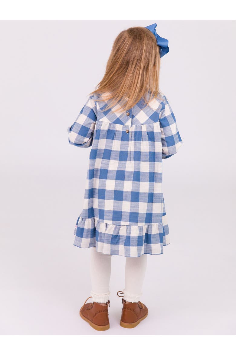 Toddler Girls Long Sleeve Ruffle Hem Dress, Alternate, color, Countryside Blue Plaid