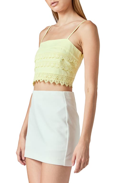 Endless Rose Lace Crop Cotton & Linen Camisole In Neutral