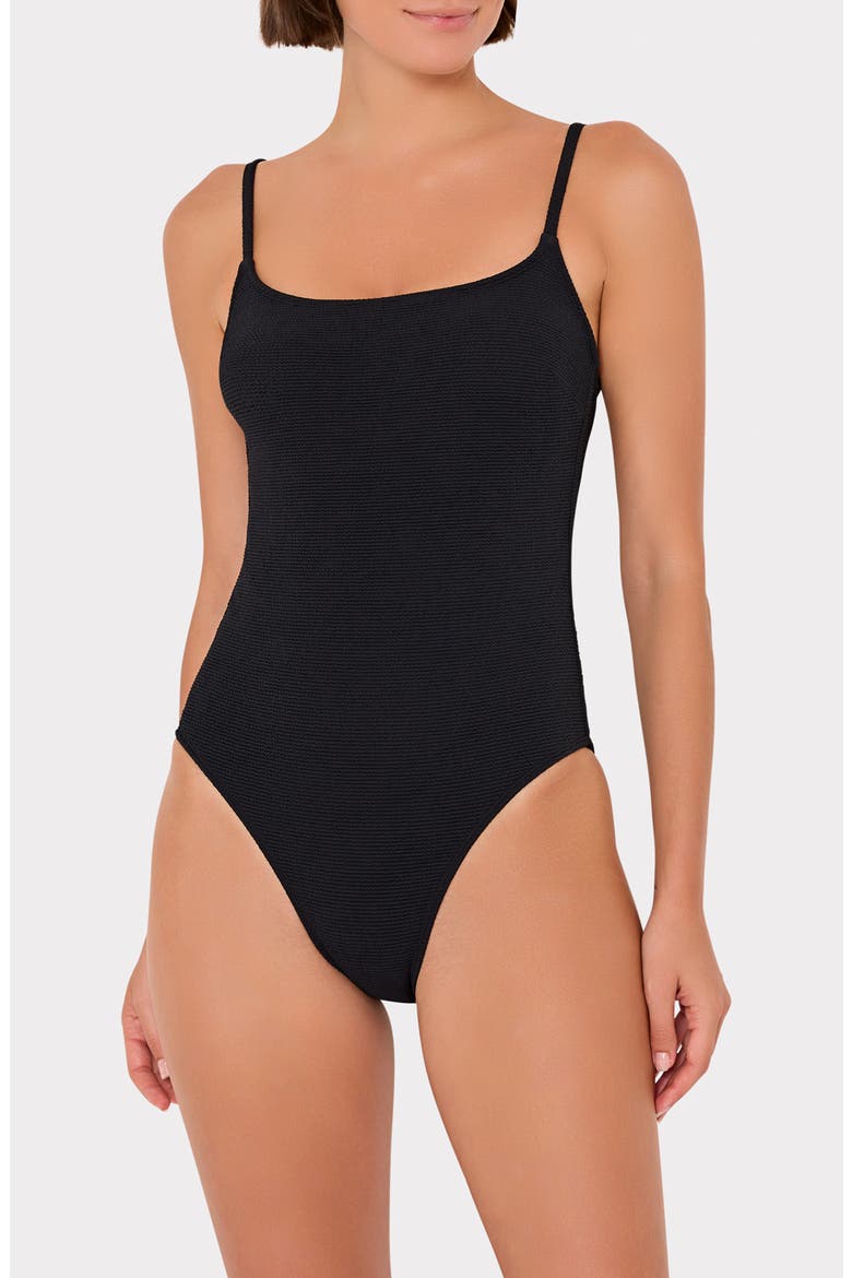 Grace Solid Textured One-Piece Swimsuit, Main, color, BLACK