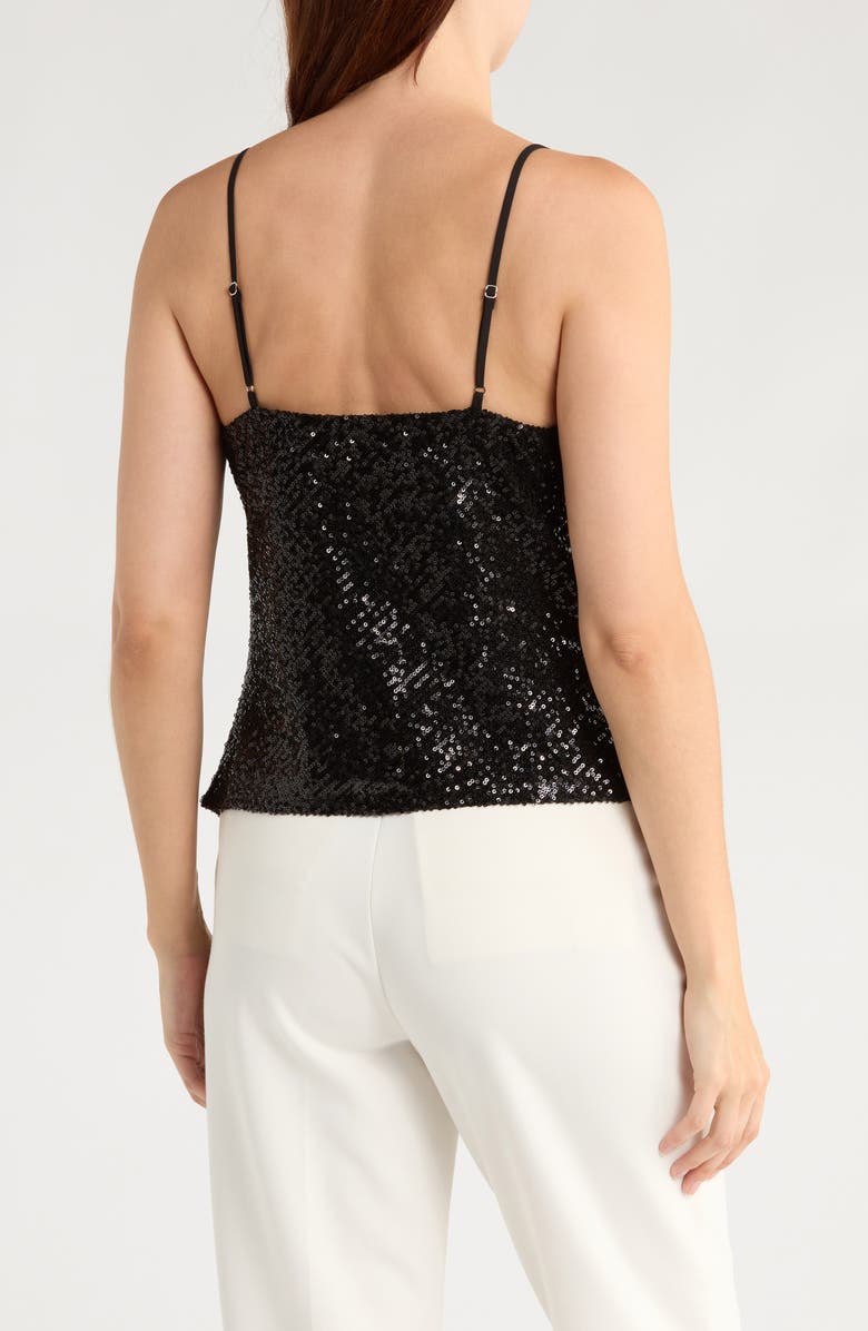 Leith Cowl Neck Sequin Camisole, Alternate, color, Black