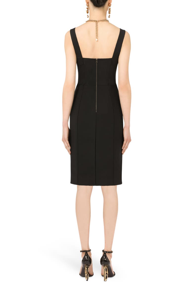 Jacquard Panel Corset Dress, Alternate, color, BLACK