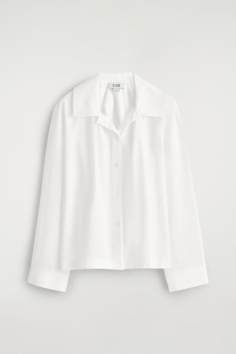 Gathered Pima Cotton Shirt, Alternate, color, WHITE