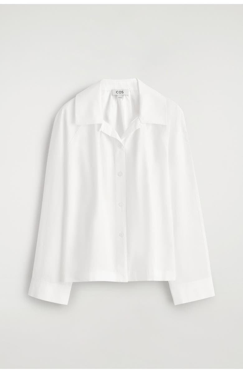 COS Gathered Pima Cotton Shirt, Alternate, color, White