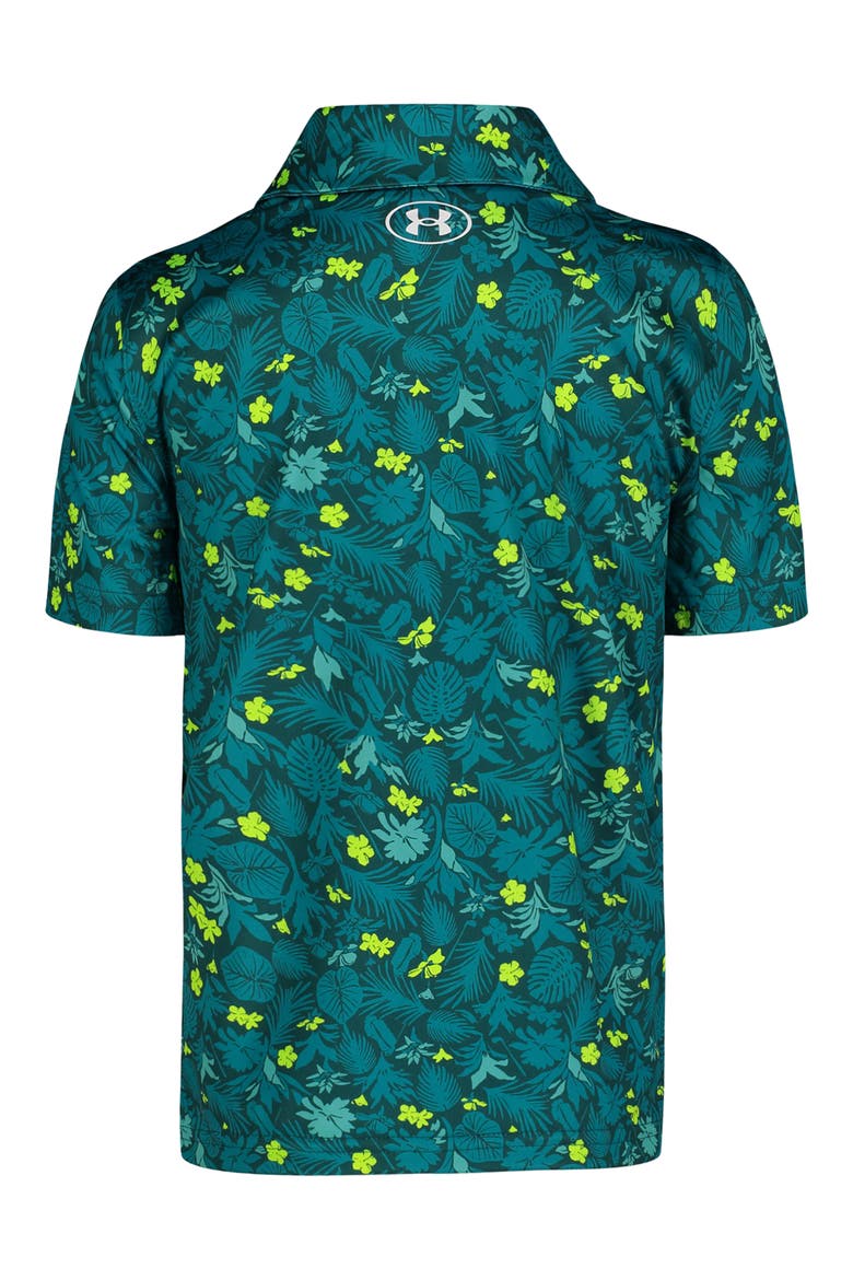 Kids' Match Play Leaf Print Performance Polo, Alternate, color, HYDRO TEAL