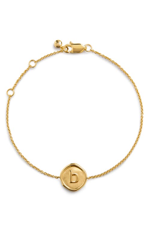 Monica Vinader Initial Stamp Charm Bracelet In 18ct Gold Vermeil B