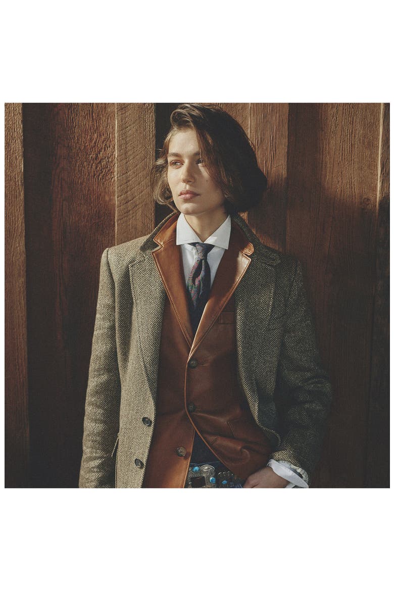 Linen, Silk & Wool Herringbone Sport Coat, Alternate, color, BROWN/ CREAM HERRINGBONE