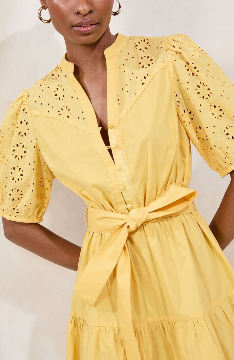 Lipsy Broderie Belted Minidress, Alternate, color, Yellow