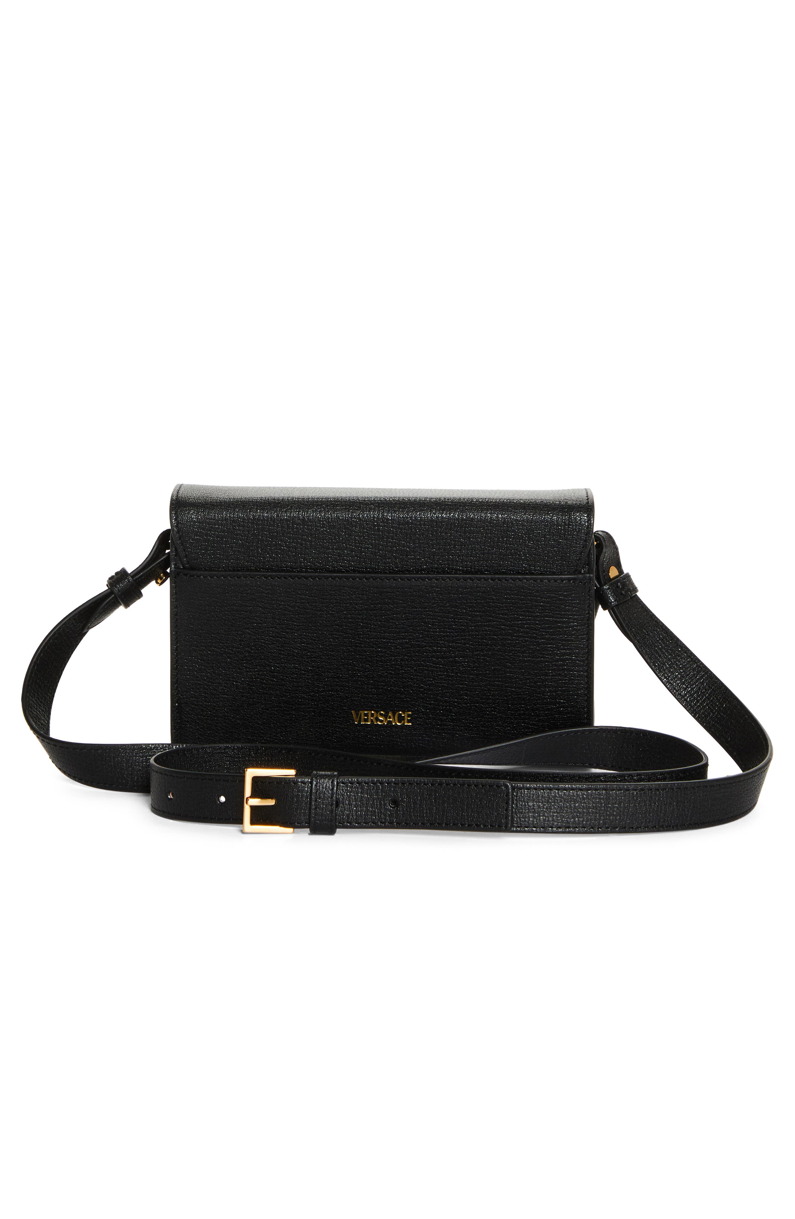 Versace Medusa Biggie Crossbody Bag, Alternate, color, Black-Versace Gold