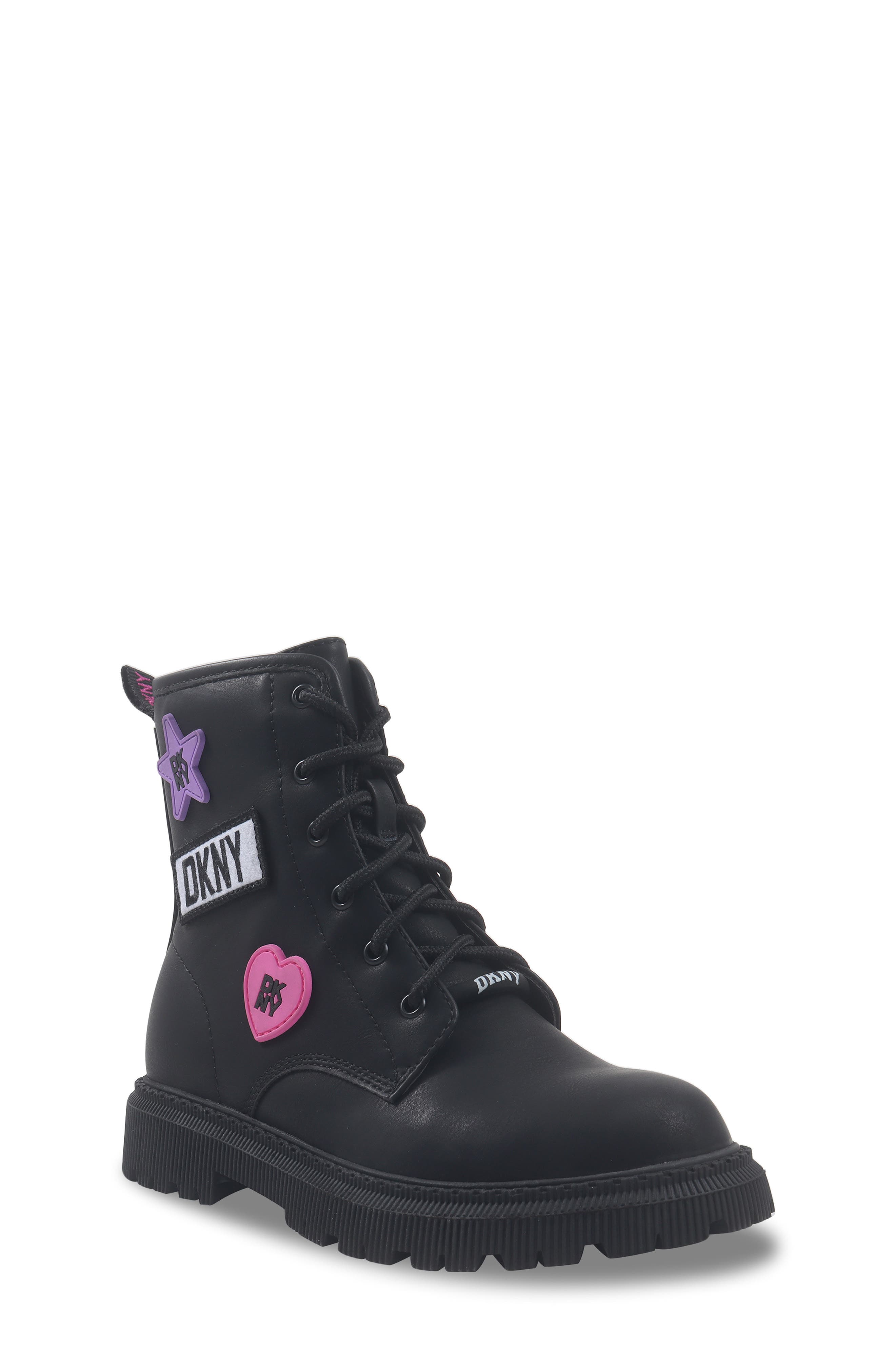 DKNY Kids' Ava Adrianne Combat Boot, Main, color, Black