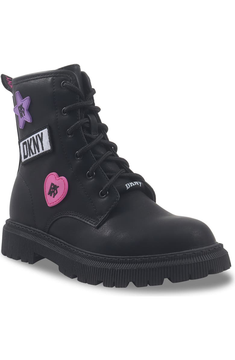 DKNY Kids' Ava Adrianne Combat Boot, Main, color, Black