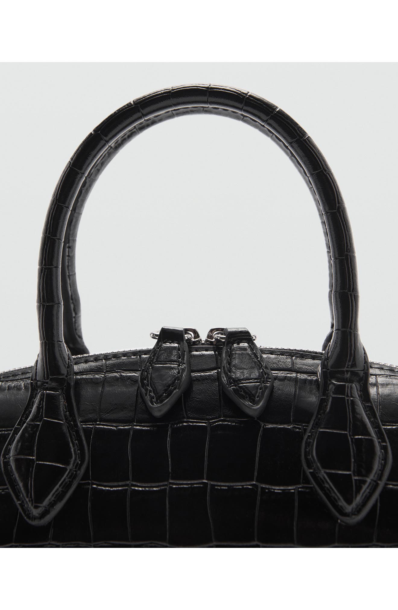 MANGO Croc Embossed Faux Leather Satchel, Alternate, color, 