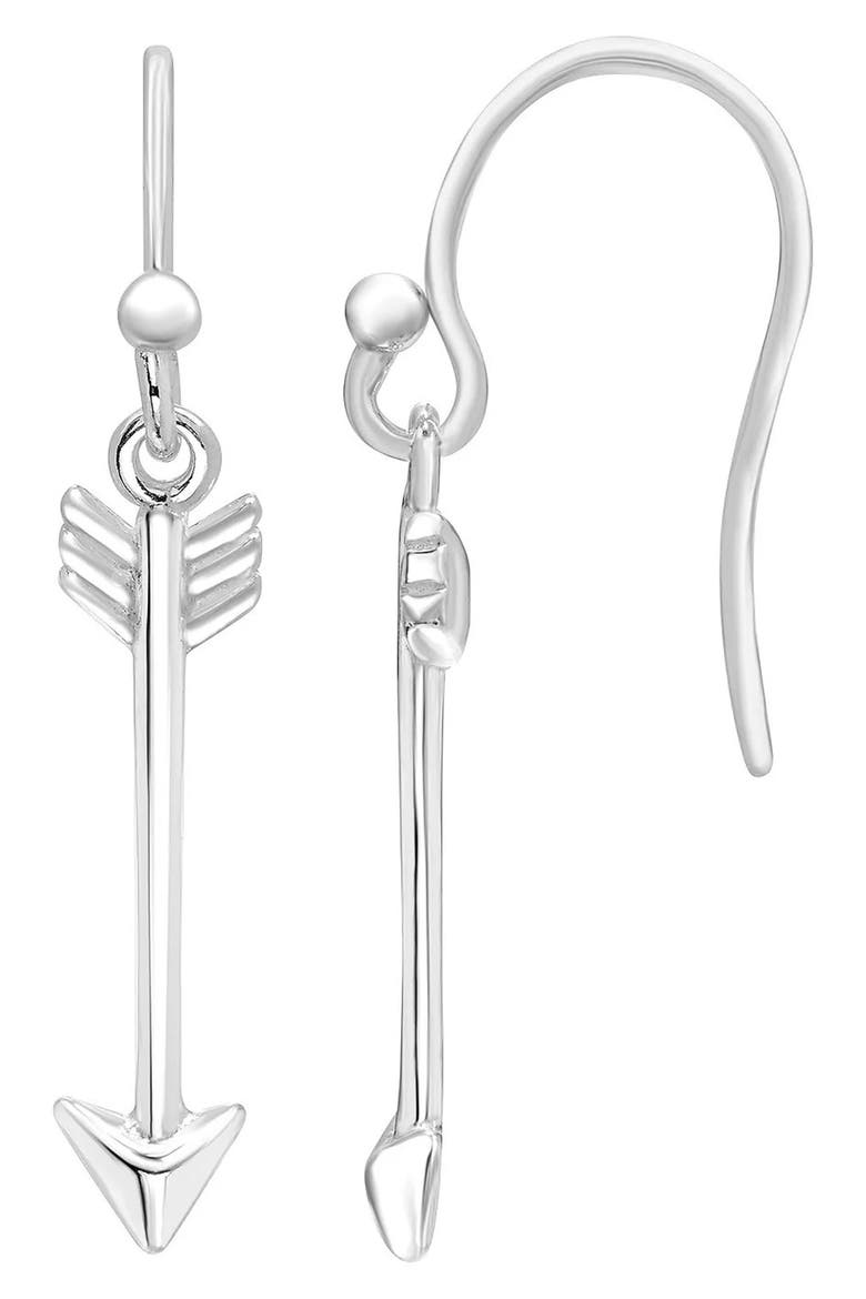 Sterling Silver Arrow Drop Earrings, Main, color, SILVER