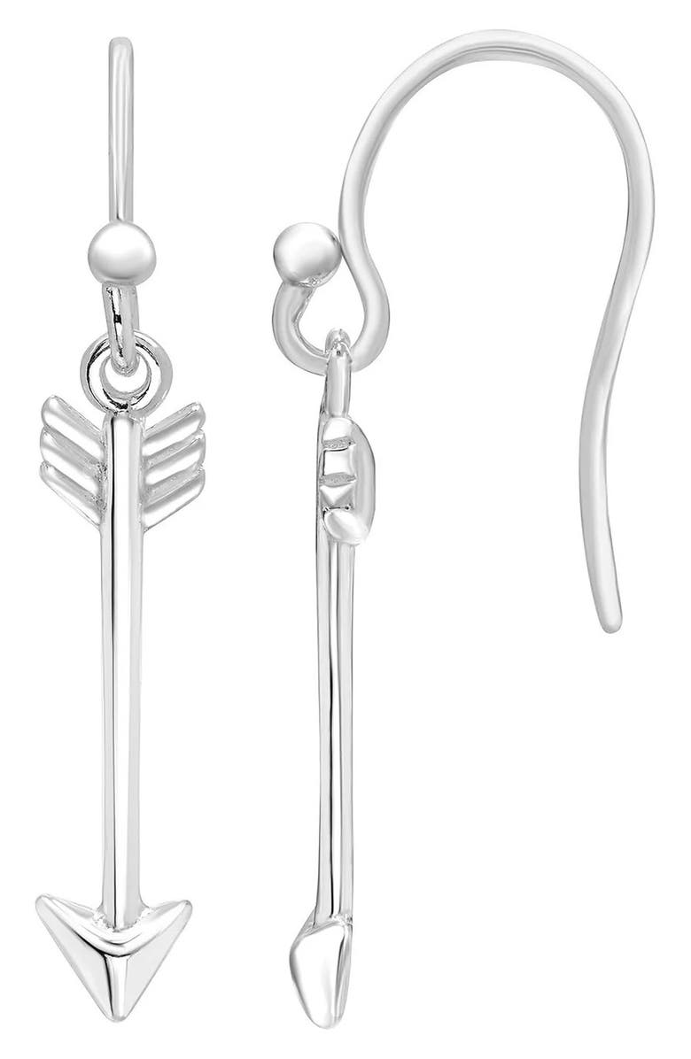 A&M Sterling Silver Arrow Drop Earrings, Main, color, Silver
