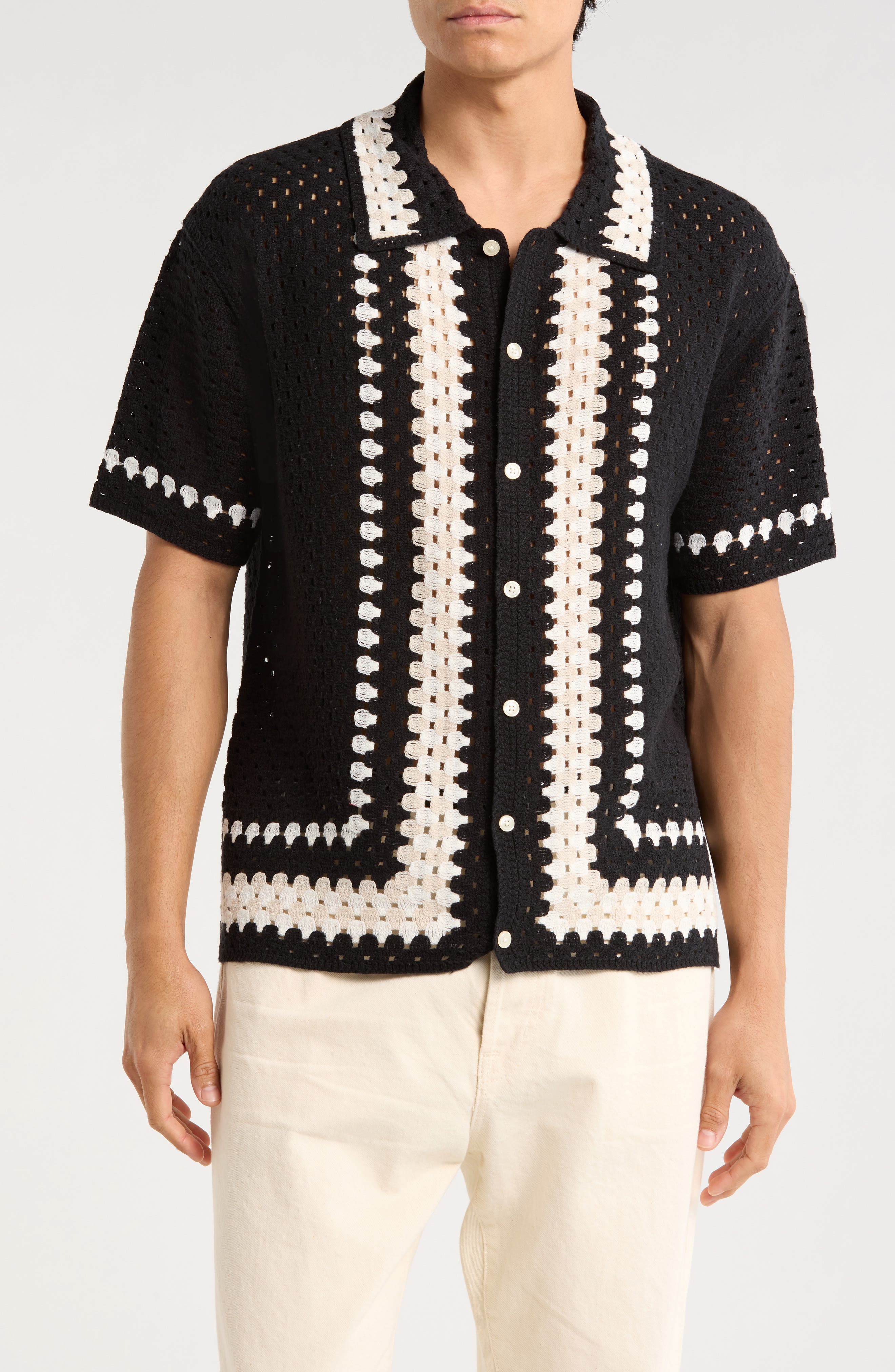 TRUTH Crochet Button-Up Shirt