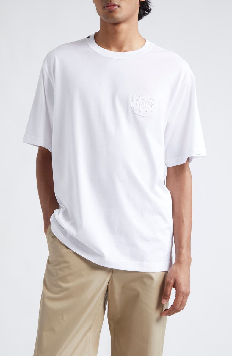Dolce&Gabbana Logo Crest Cotton Jersey Crewneck T-Shirt, Main, color, W0800 Bianco Ottico