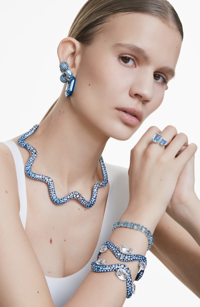 Swarovski Lucent Hoop Earrings, Alternate, color, Blue