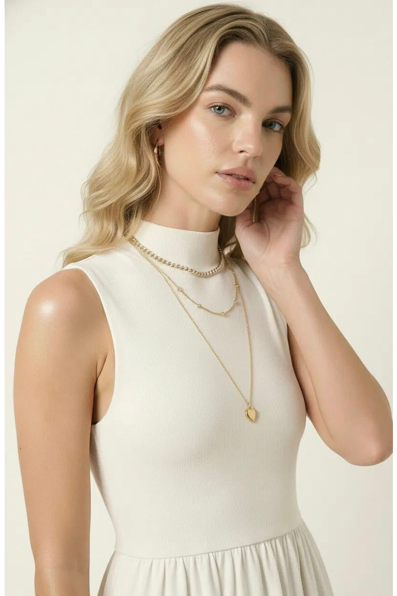 Mock Neck Sleeveless Mini Dress, Alternate, color, Ivory