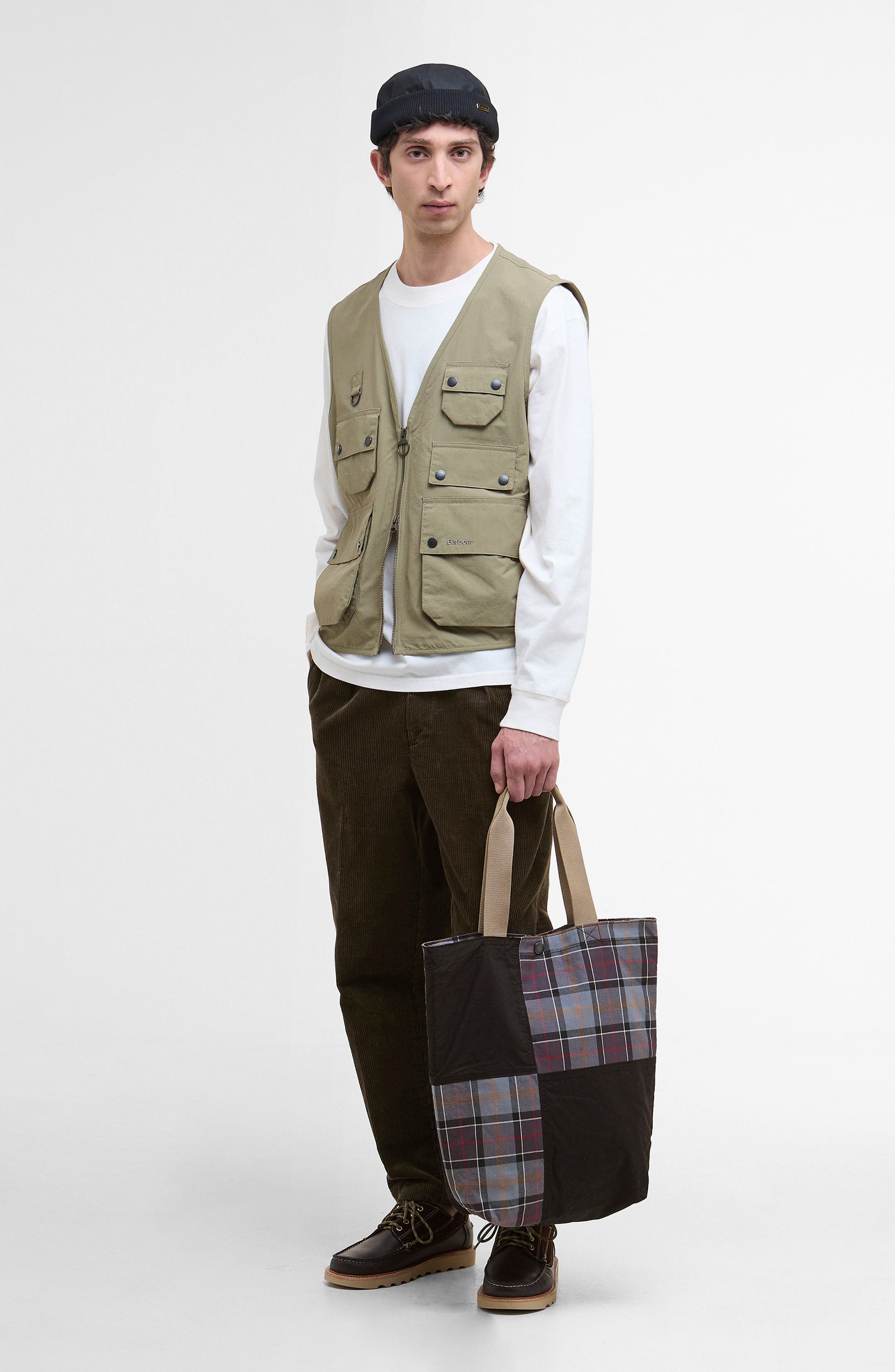 Transport Patchwork Tote, Alternate, color, BLACK/ MODERN TARTAN