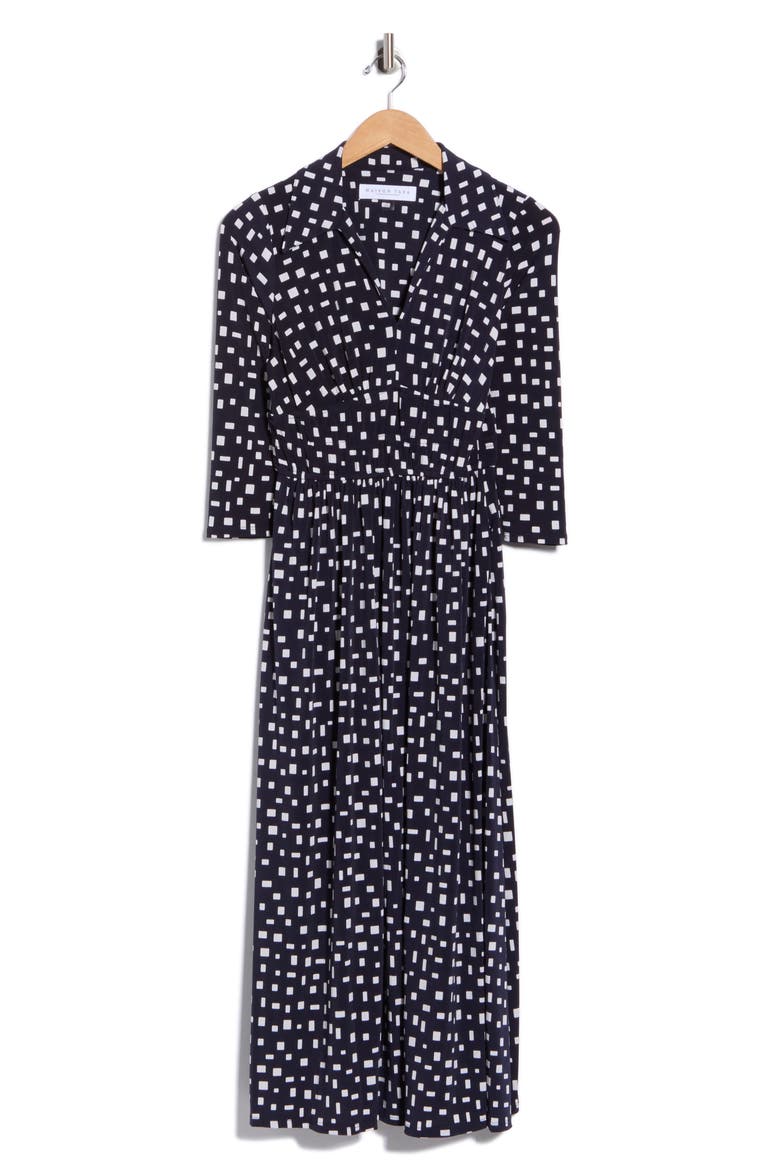 Jersey Midi Dress, Main, color, NAVY/ IVORY